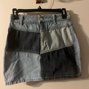 Patchwork Denim Skirt